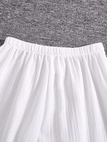 Serisse Kids Tween Girl Fashionable Elegant Round Neck Sleeveless Top And Wide Leg Pants Set - Apricot - View 7