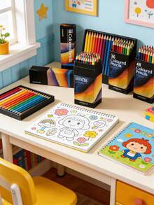 一套高档盒装彩色铅笔，包含12/24/36/48/72色，油性颜料，可用于绘画、书写、美术作业、圣诞礼物、生日礼物、学习用品和返校用品。 - 彩色 - 查看 4