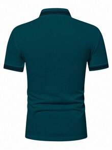 Manfinity Homme Men's Knight Print Short Sleeve Casual Commuter Polo Shirt - Teal Blue - View 2