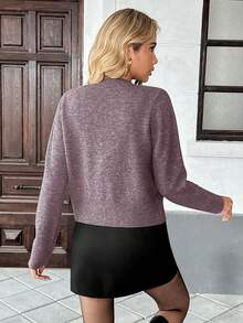 SHEIN PariChic 女士长袖蝴蝶结纽扣针织开衫，秋冬款