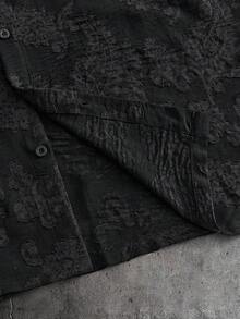 AXEPEAK Men's Casual Button-Down Short Sleeve Shirt, Street Fashion - Black - View 6