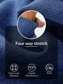 Flexra Quần jeans ống đứng cạp cao giặt thường ngày cho nữ - Màu xanh lam - Xem 8