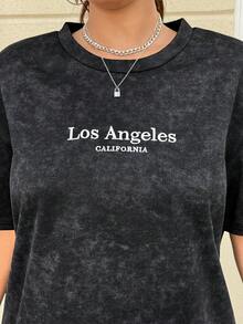 Muchica 大码女式宽松休闲T恤和裤子两件套 - 黑色 - 查看 5