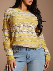 Radiana Women Multicolor Long Sleeve Knitwear Regular Length Basic Top Sweater - Multicolor - View 5