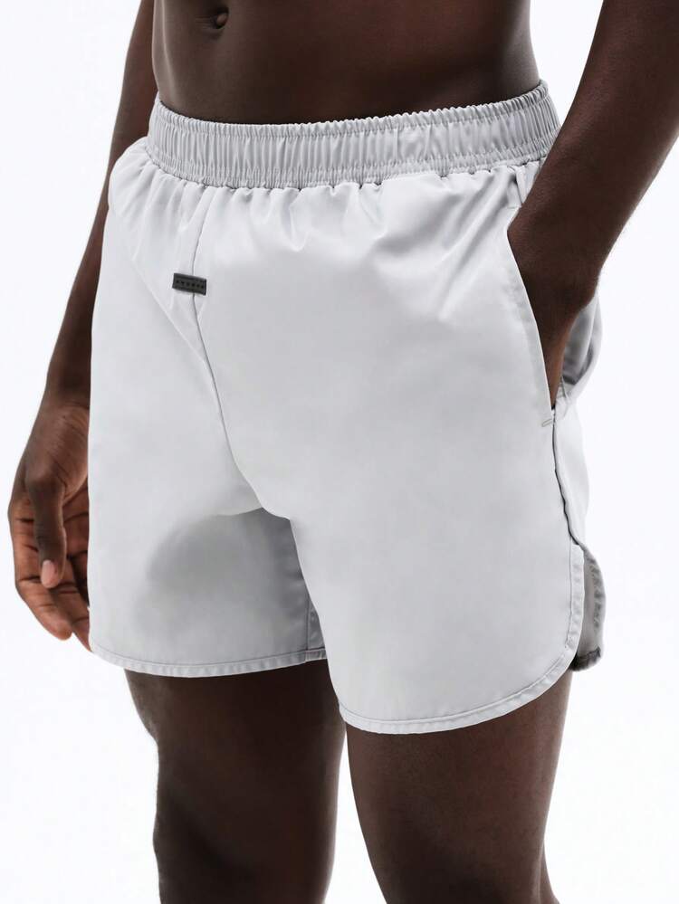 Curve Hem Beach Shorts With Elastic Waistband