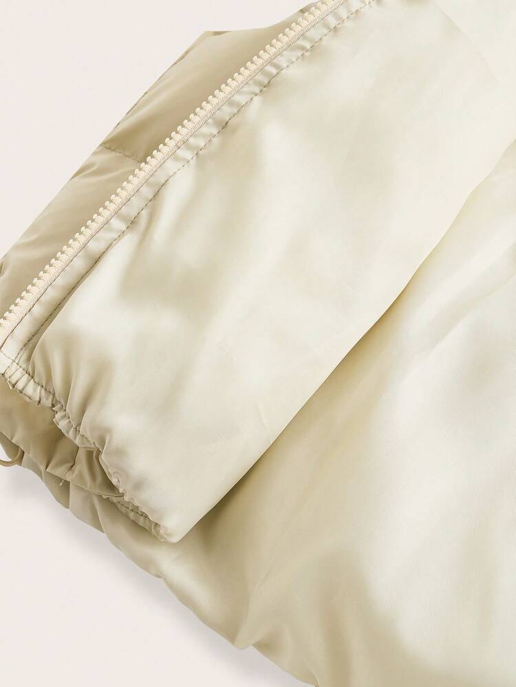 SHEIN Maija Women's Solid Color Front Zip Sleeveless Casual Winter Jacket