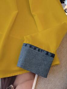 GlowEve Women's Casual Patchwork Denim Effect Shirt, Autumn/Winter - Orange - View 5