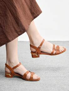 CUCCOO BIZCHIC 女士搭扣设计时尚日常穿搭高跟凉鞋 - 棕色 - 查看 1