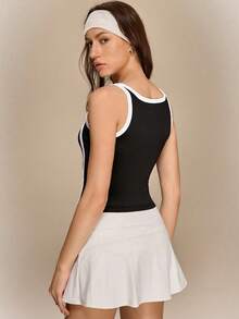 Hanevo 女士黑白撞色背心，时尚通勤、运动休闲、街头休闲皆宜 - 黑與白 - 查看 2