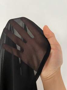 Rustia Áo khoác ngoài bằng vải chiffon màu đen trơn dành cho nữ cỡ lớn, kiểu dáng rộng rãi, thoải mái, xẻ tà, xuyên thấu, đa năng, áo sơ mi mùa hè thời trang. - màu đen - Xem 8