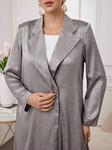 Al Najma Women's Elegant Shiny Striped Loose Abaya Robe With Lapel Collar, Casual Outerwear - Multicolor - View 6