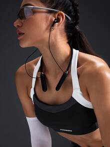 Powerista 女士撞色包边交叉露背背心和短裤运动套装 - 灰色 - 查看 8