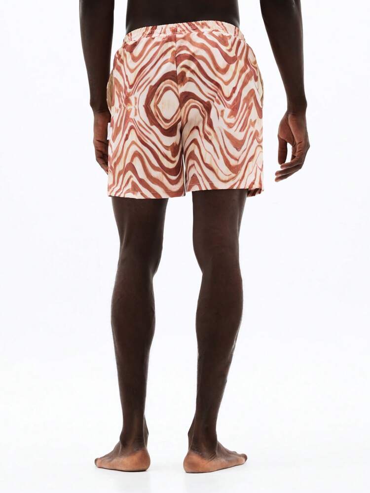 SUMWON Beach Swim Shorts With Elastic Waistband Abstract Swirl Pattern Summer Resort Casual Loungewear Vacation Holiday Swimming Trunks