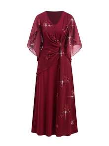 Ellevyn Women's Elegant Party Sequin Embroidery Twist Dress Valentines Day Dress Valentine's Day Valentine Outfits For Women   Bridesmaid Dress Wedding Guest Dress For Women  Wedding Guest Dress  Wedding Party Dress  Weddings & Events  Birthday Outfit For Women   Spring Outfit Women Summer Outfits   Jalabiya  Dress   Red Dress For Women