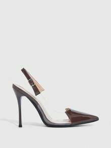 CUCCOO SZL 女士尖头搭扣设计日常百搭时尚高跟鞋 - 咖啡棕 - 查看 2