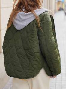 Maija Women's Hooded Solid Color Long Sleeve Simple Casual Jacket For Daily Wear ,Festival - Army Green - View 3