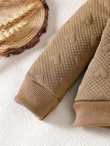 SHEIN Playful Pals طقم بنطلون ولباس علوي كاجوال بأكمام طويلة للبنات الصغيرات، خريف/شتاء - بني - مشاهدة 5