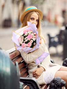 40 Peças de Papel de Embrulho Floral, Papel de Embrulho de Buquê Estilo Coreano, com Marcações de Borda Dourada, Suprimentos Florais para Embrulho e Decoração de Presentes DIY, 23 Polegadas X 23 Polegadas, Papel de Embrulho, Papel Fino, Suprimentos de Buquê, Papel Fino Roxo, Para Sacolas e Embrulho de Presentes, Papel de Embrulho de Presente Multicolorido, Papel de Embrulho de Presente do Dia dos Namorados, Artesanato de Papel de Aniversário. - Roxo - Visão 5