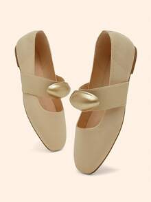 CUCCOO BASICS 女士金属装饰休闲套脚乐福鞋 - 杏色 - 查看 3