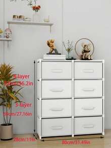 Closet; Portable Closet, Closet Organizer, Autumn Decorative Home Supplies. Multi-Functional, Available In Medium Size, Cube Storage Cabinet With Drawers, Dust-Proof Closet, Shelves, Shoe Rack, Shoe Cabinet, Independent Display Stand, Freely Assembleable, Floor-Standing Assembly Storage Rack, Bookshelf - Multicolor - View 3