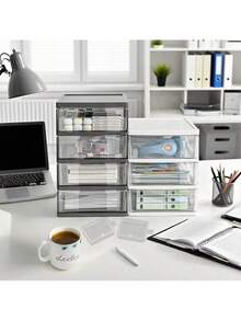 Hộp đựng đồ để bàn trong suốt, hộp đựng đồ dùng văn phòng có chân đế, tủ đựng đồ bằng nhựa dùng cho văn phòng phẩm, thích hợp đựng đồ dùng học tập, phụ kiện bàn học, mỹ phẩm, v.v., vật dụng thiết yếu cho mùa tựu trường. - Nhiều màu - Xem 3