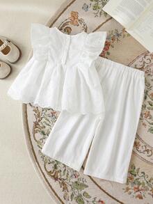 Cozy Pixies Set de 2 piezas de top sin mangas con estampado floral ditsy y pantalones casuales sueltos para niña bebé. Conjunto de 2 piezas de ropa para niñas con estampado floral. Conjunto de falda y top con lazo para niña bebé en estilo vintage. Conjunto de falda con estampado floral y top con lazo para niña bebé. Conjunto de 2 piezas de top con lazo y falda floral para niña. Conjunto coordinado de niña. Conjunto de falda y ropa para niña bebé. - Multicolor - Ver 7
