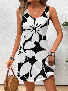 EMERY ROSE 女士休闲碎花圆领短款连衣裙，适合夏季、休闲场合、度假穿着，也是秋季女装的理想之选。 - 彩色 - 查看 1