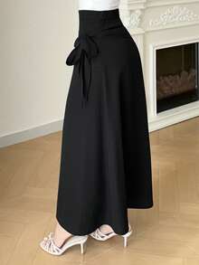 Modelyn New Design Asymmetrical Ruffle Decor Elegant Elegant Daily, Party, Commute, Vacation Versatile Skirt - Black - View 4