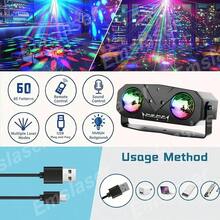 Emslaser Party Light Disco Ball Light Dj Light Disco Light Ocean Light Star Light Projector Dance Light Sound Activated With Remote Control Stage Light Strobe Light For Parties KTV Christmas Halloween Decor - Double Magic Ball Laser Light - USB or other DC connection - View 5