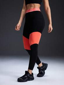 Powerista Women's Letter Print Contrast Color High Waist Shaping Sports Leggings Gym Leggings Workout Leggings Activewear Leggings - Black - View 5