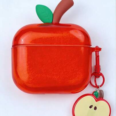 Apple Graphic Semi-Transparent Cute 3D Apple Protective Case For AirPods Pro 3/Pro 2/3rd Gen Bluetooth Earphones, Compatible With AirPods 2/4th Gen