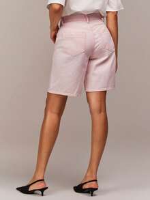 COSMINA Women's New High Waist Loose Straight Leg Denim Shorts - Pink - View 4