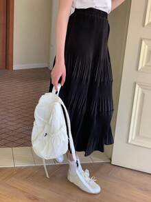 DAZY Váy dài trơn màu cho thiếu nữ, mùa hè - màu đen - Xem 7