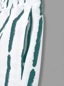 Solantero Men's Striped Olive Green Beach Shorts With Pockets Breathable Elastic Anti-Wrinkle Triangle Lining Summer Swim Trunks - Olive Green - View 6