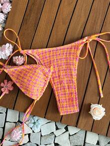 Bonvoyette Summer Fashionable Sexy Multi-Needle Crafted Halter Neck Bikini Set - Multicolor - View 5