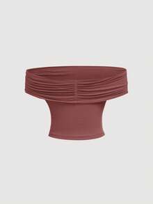 SHEIN MOD 三穿式女士休闲纯色修身夏季上衣，高领露肩款，时尚百搭，适合节日、乡村风、海滩度假、下午茶、晚宴等场合，也可作为舞会上衣或可爱上衣穿着，大码吊带背心/吊带衫。 - 藕粉色 - 查看 7