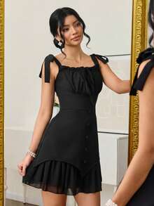 Modelyn Fashionable New Casual Black Mini Dress For Women - Black - View 1