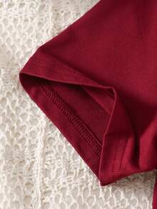 Tween Girls' Minimalist Print Short Sleeve T-Shirt - Burgundy - View 6