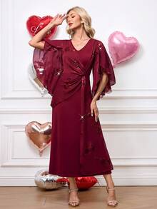 Ellevyn Women's Elegant Party Sequin Embroidery Twist Dress Valentines Day Dress Valentine's Day Valentine Outfits For Women   Bridesmaid Dress Wedding Guest Dress For Women  Wedding Guest Dress  Wedding Party Dress  Weddings & Events  Birthday Outfit For Women   Spring Outfit Women Summer Outfits   Jalabiya  Dress   Red Dress For Women