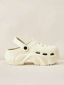 Cuccoo 女士木屐，厚底增高软底凉鞋，白色透气套脚鞋，适合日常通勤的百搭凉鞋，情人节礼物 - 白色 - 查看 2