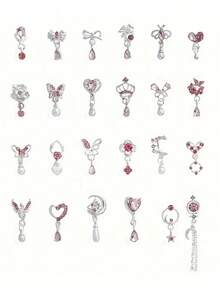 Luxury 10-Pcs 3D Alloy Nail Art Kit - Butterfly, Heart, Bow Charms With Rhinestones For DIY Manicure Pedicure, Perfect Gift For Nail Lovers & Friends - Multicolor - View 9