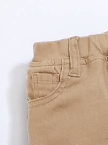 SHEIN Baby Boy Casual Washed Distressed Elastic Waist Jeans - Khaki - View 3