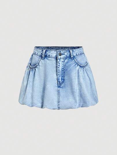 Sweetra Women's Casual Denim Mini Skirt