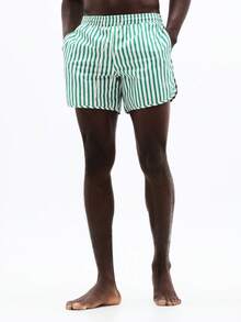 SUMWON Quần bơi nam kẻ sọc kiểu cổ điển với cạp chun co giãn, lý tưởng cho bơi lội mùa hè và kỳ nghỉ. - màu xanh lá - Xem 3