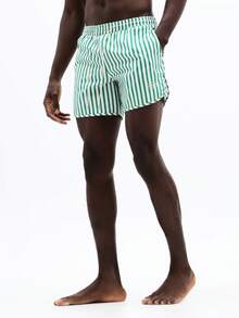 SUMWON Quần bơi nam kẻ sọc kiểu cổ điển với cạp chun co giãn, lý tưởng cho bơi lội mùa hè và kỳ nghỉ. - màu xanh lá - Xem 5