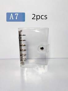 1个透明活页笔记本封面，A5尺寸，6孔活页夹，可替换内芯，磨砂质感塑料PP文件夹，适用于学校、办公室、大学学生用品，多用途笔记、纸张、计划本整理收纳 - 銀色 - 查看 15