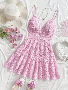 Soleia Women's Colorful Lemon Print Mini Dress, Vacation - Pink - View 6