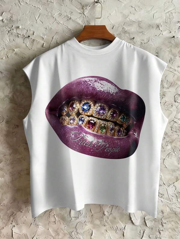 STEELVANCE 男士唇印圆领休闲百搭背心