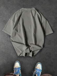 Sport MetroGents 男士杠铃印花宽松圆领短袖运动T恤 - 黑色 - 查看 10