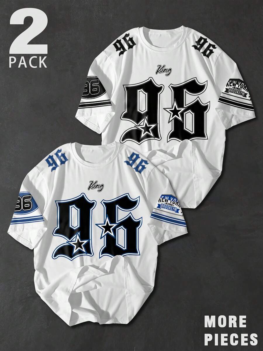 Manfinity EMRG 男士极简主义全印花短袖T恤 - 彩色 - 查看 1